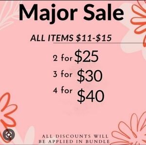 MAJOR Sale! All items $11-$15 are on sale! BUNDLE AND SAVE!!!! THIS WEEKEND ONLY